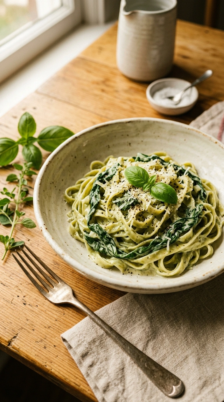 Warm Creamy Spinach Pasta for a Slow Evening at Home
