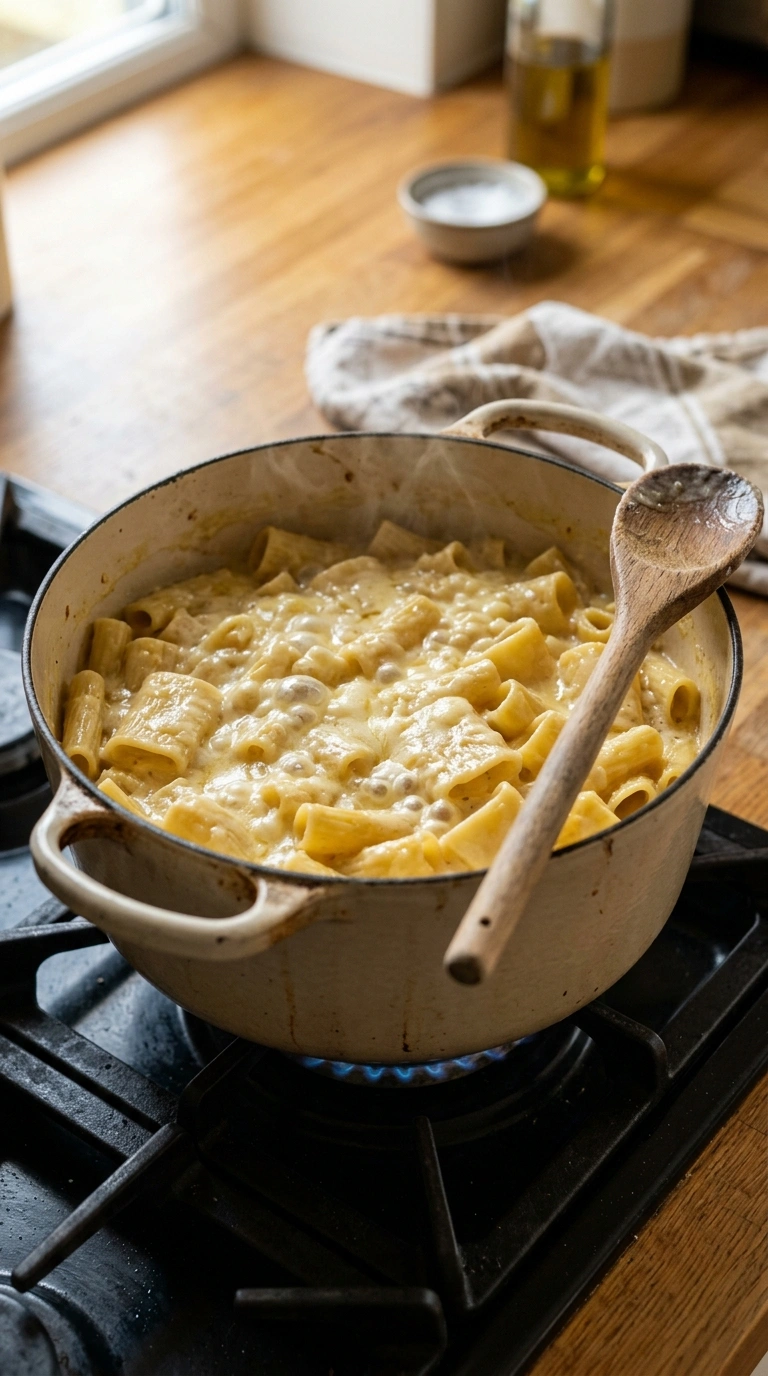 Cooking instructions for cozy four cheese pasta
