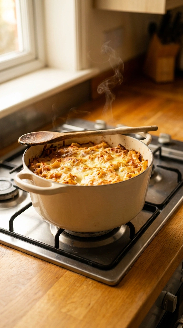 Cooking instructions for warm hearty baked pasta