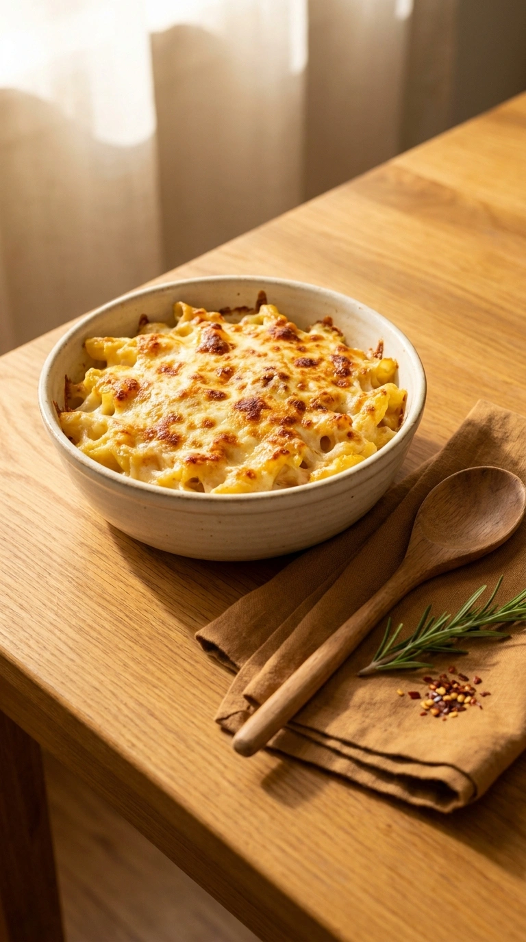 warm hearty baked pasta ready to serve