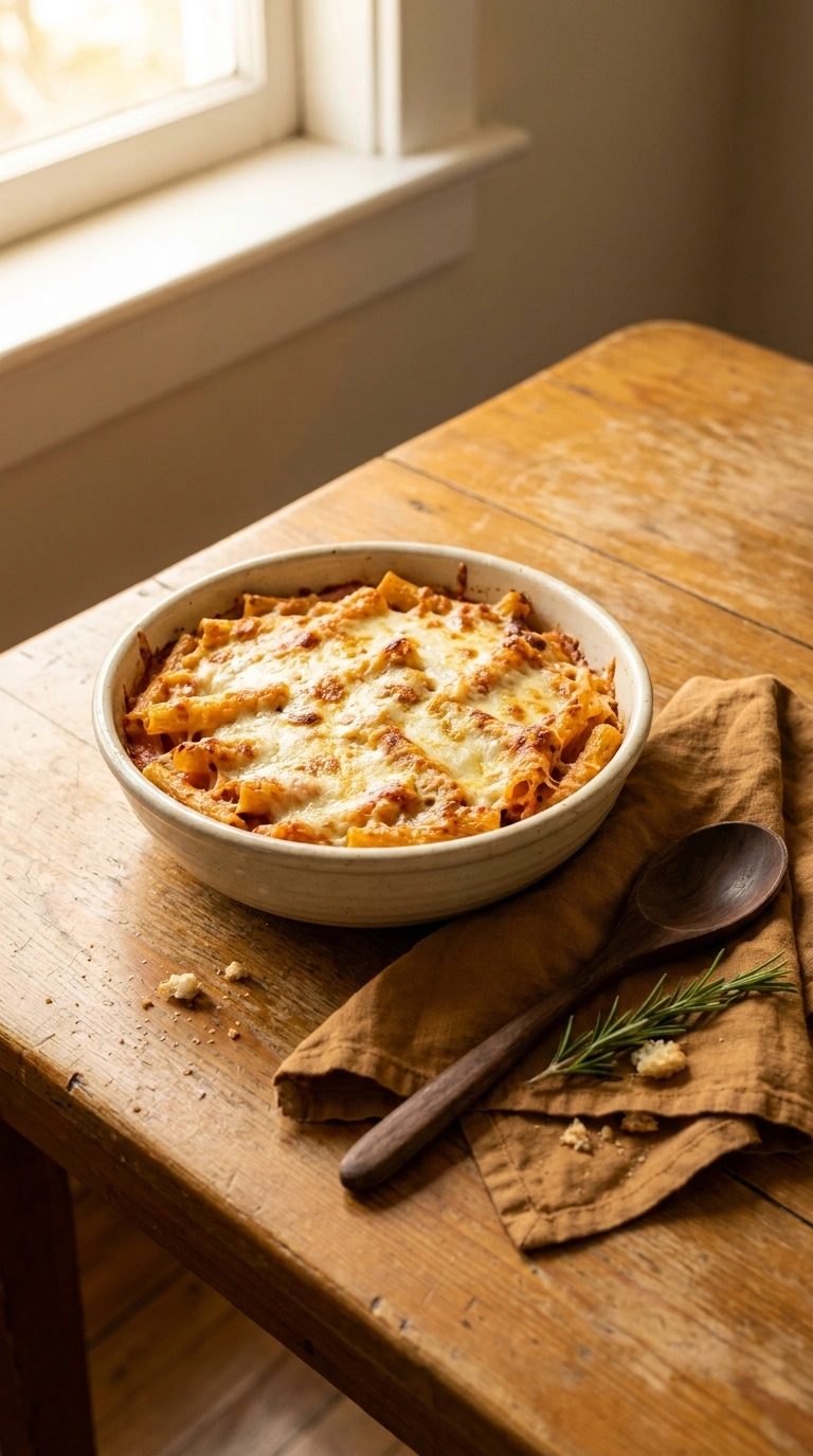 cozy baked ziti pasta ready to serve