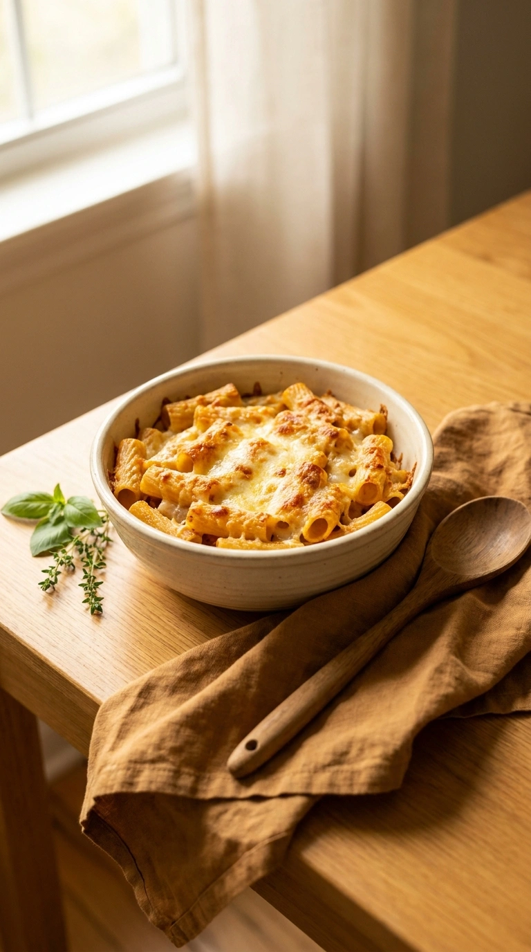 cozy baked rigatoni warm ready to serve