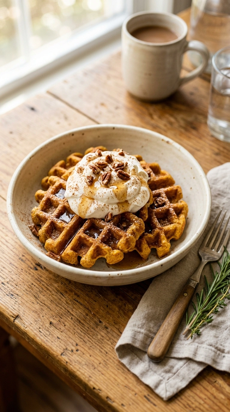 Warm Pumpkin Waffles for a Comforting Back-to-School Weekend