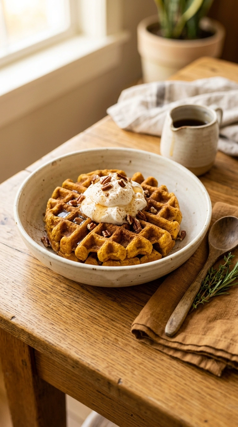 cozy pumpkin waffles back to school ready to serve