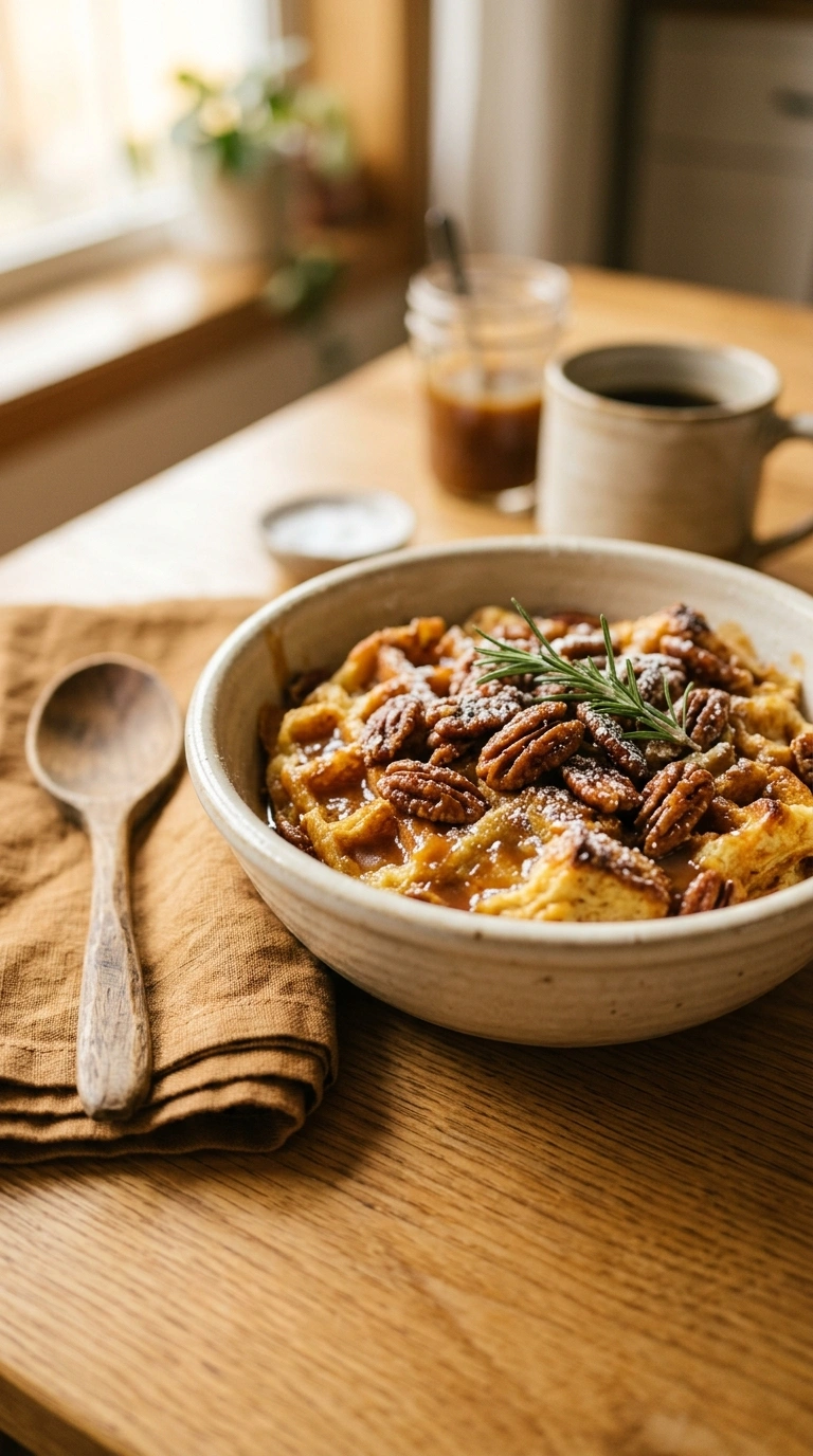 cozy pumpkin spice waffle bake ready to serve