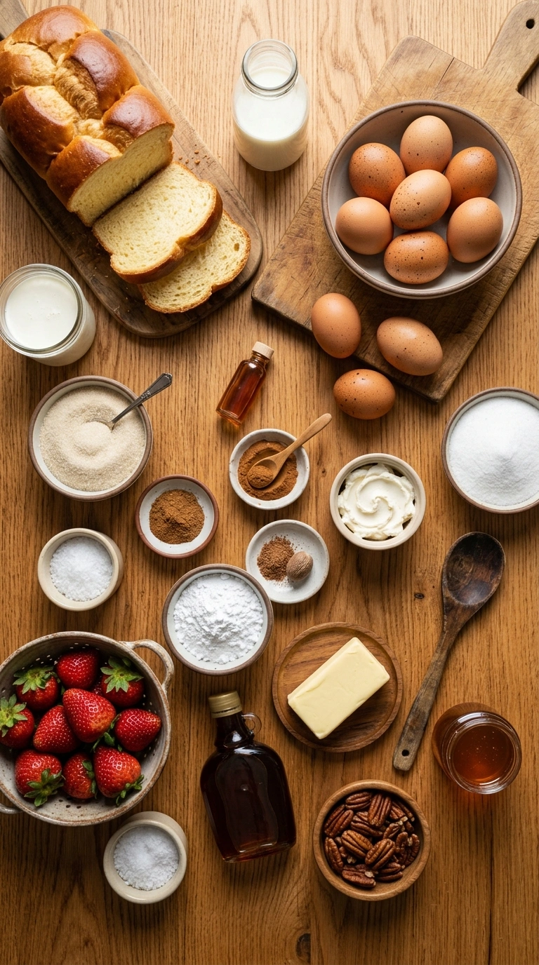 Ingredients for cozy stuffed french toast