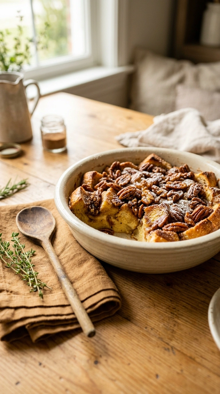 cozy french toast casserole ready to serve
