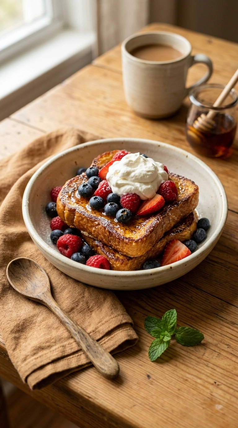 cozy berry french toast ready to serve