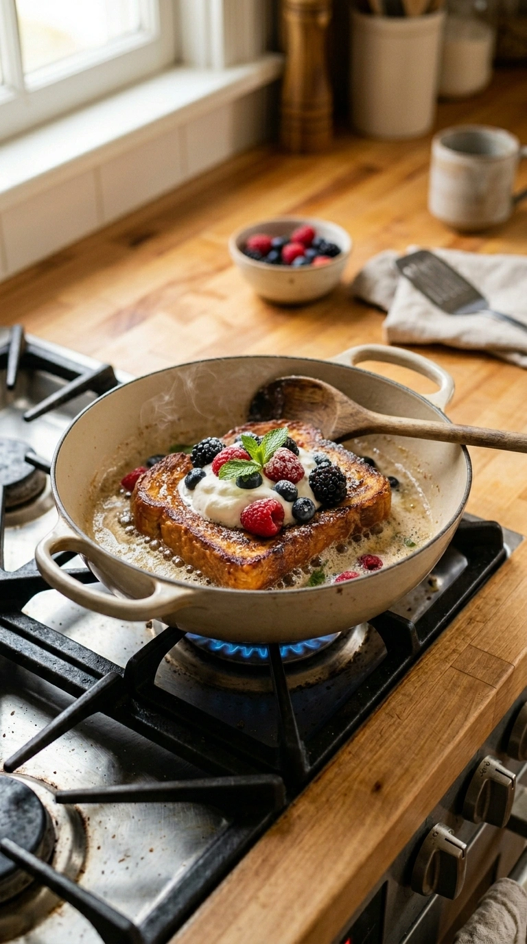Cooking instructions for cozy berry french toast