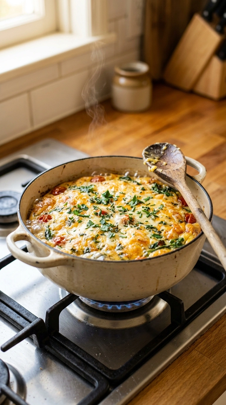 Cooking instructions for cozy breakfast frittata