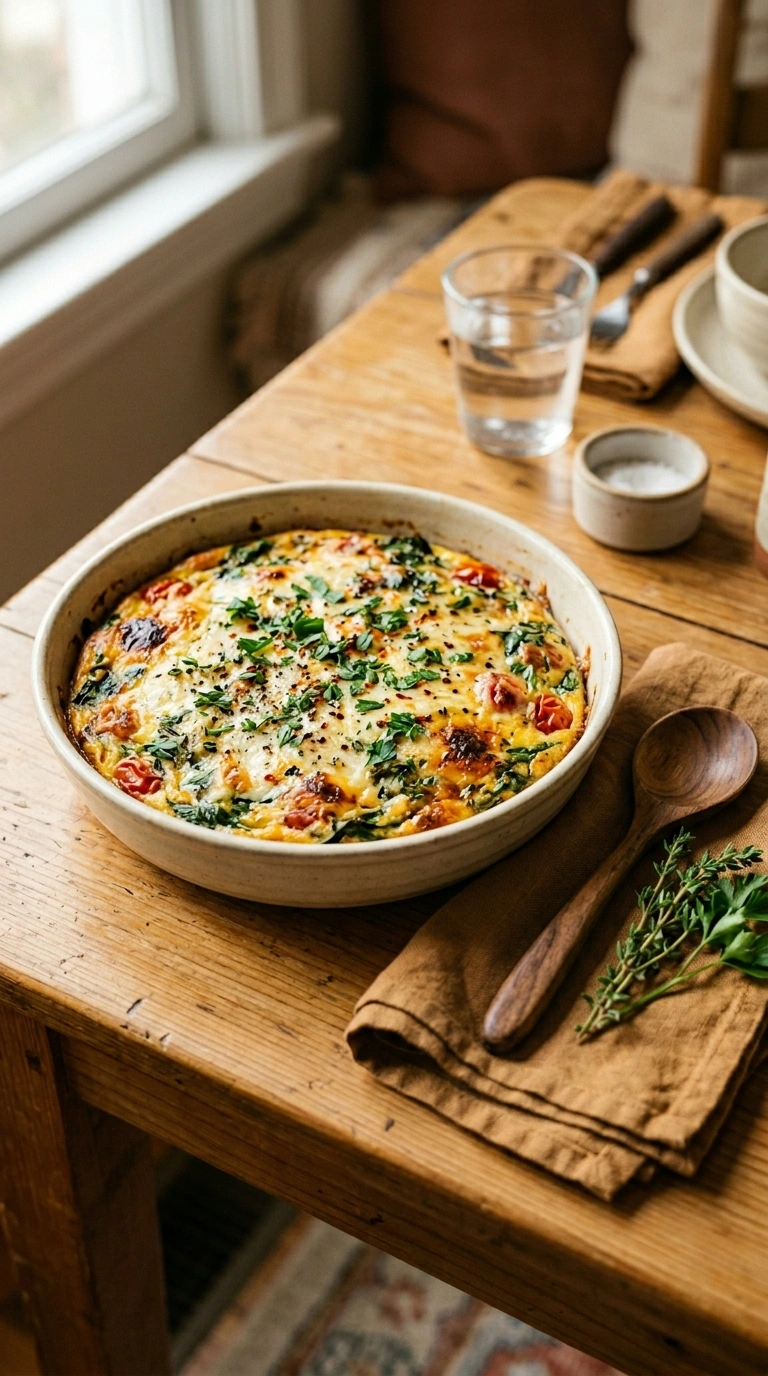cozy breakfast frittata ready to serve