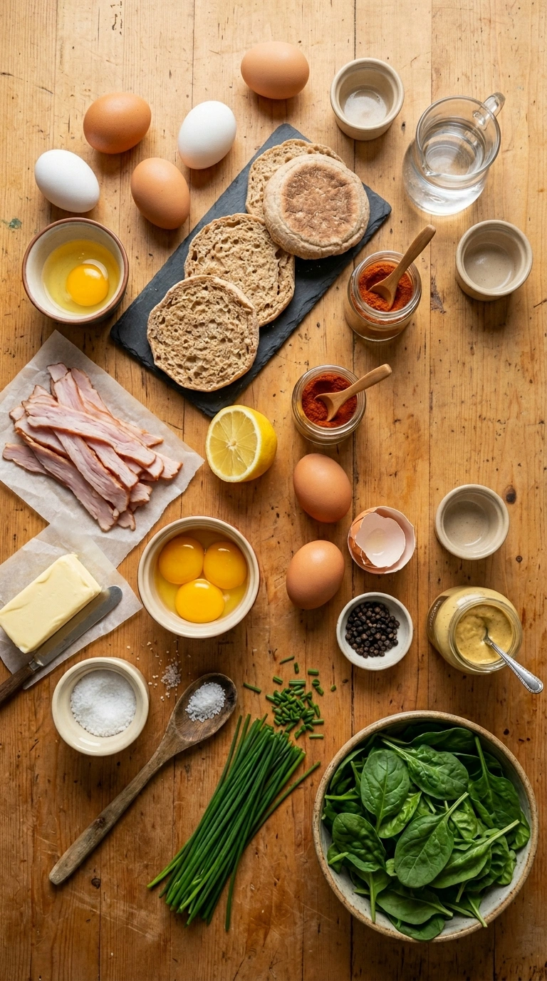 Ingredients for cozy eggs benedict cozy