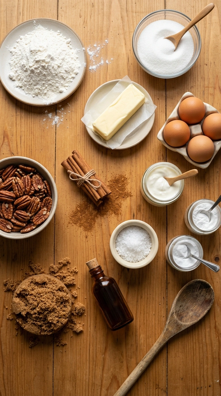 Ingredients for cozy coffee cake brunch