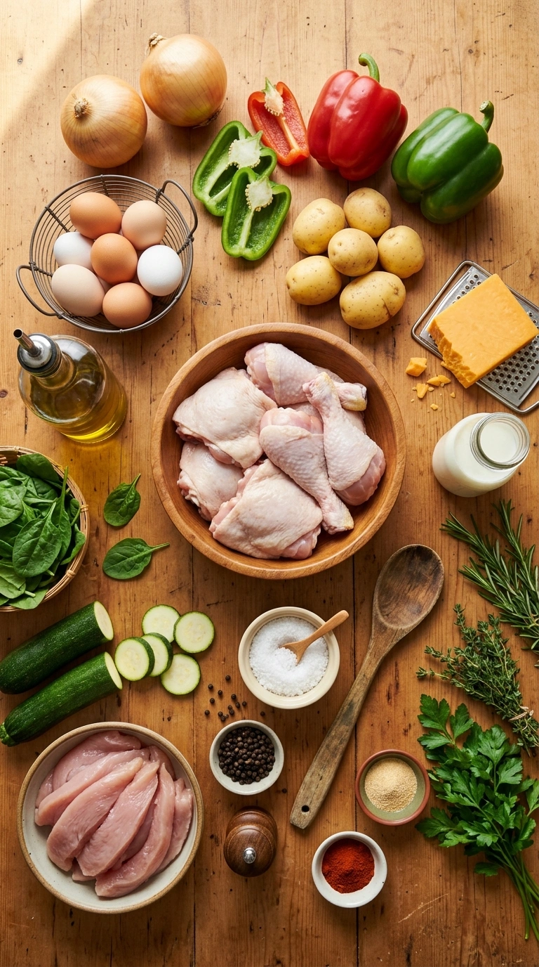 Ingredients for cozy savory brunch