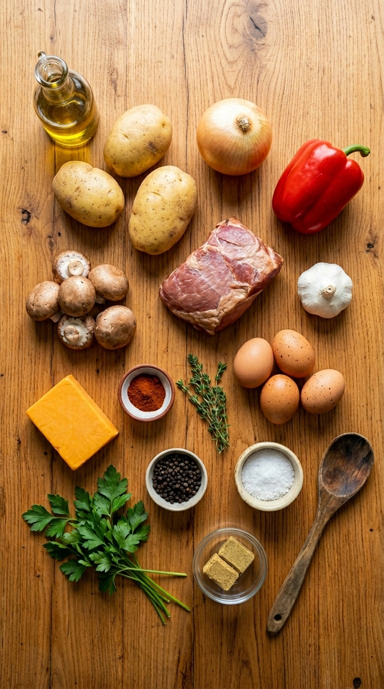 Ingredients for cozy breakfast hash