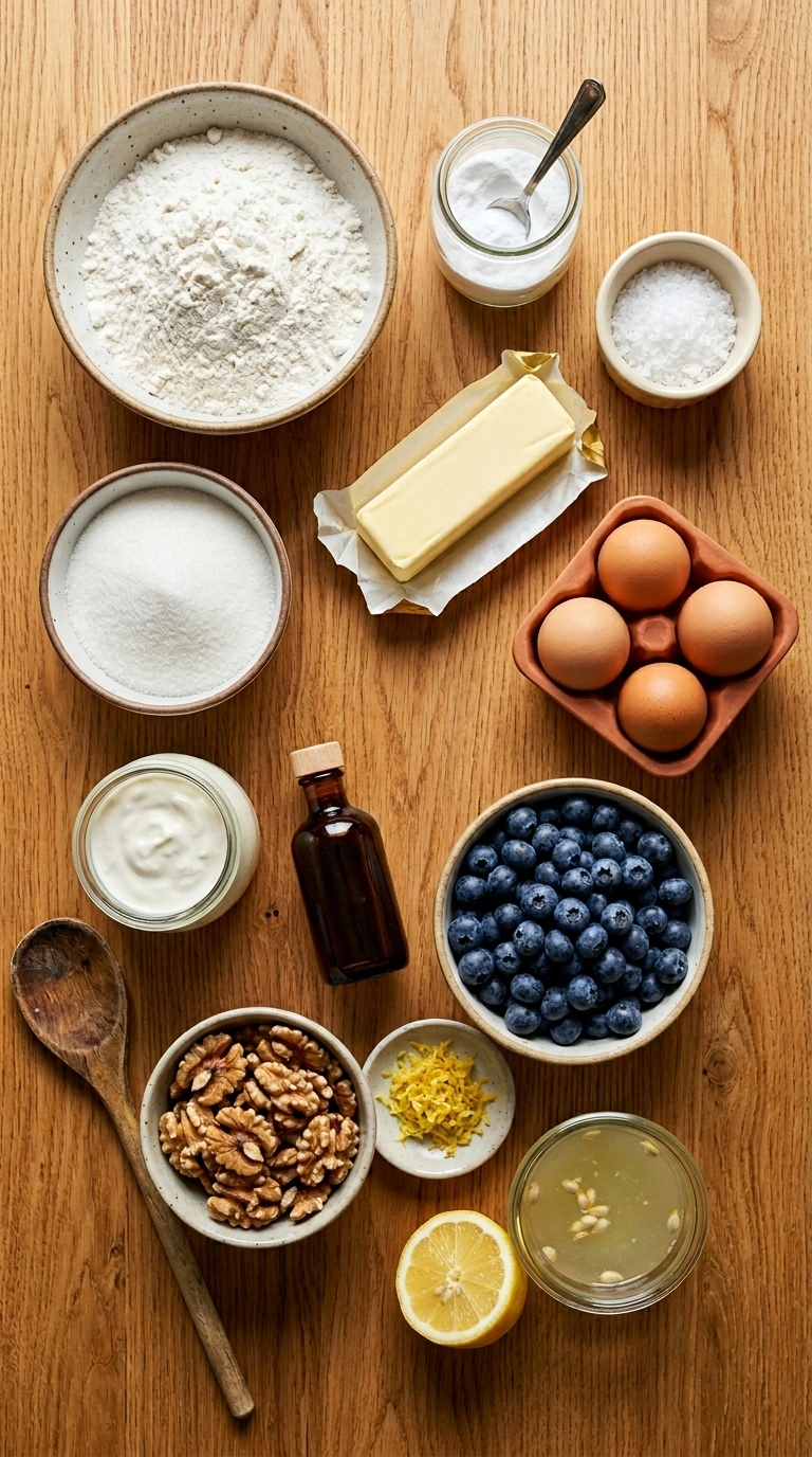 Ingredients for cozy quick bread brunch