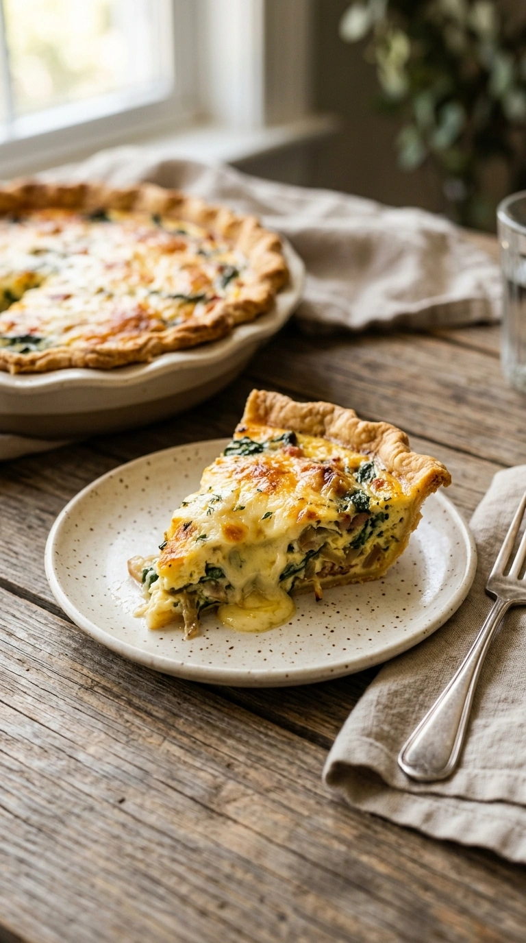 cozy quiche brunch ready to serve