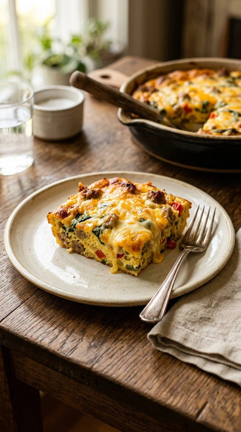 cozy savory egg bake brunch ready to serve