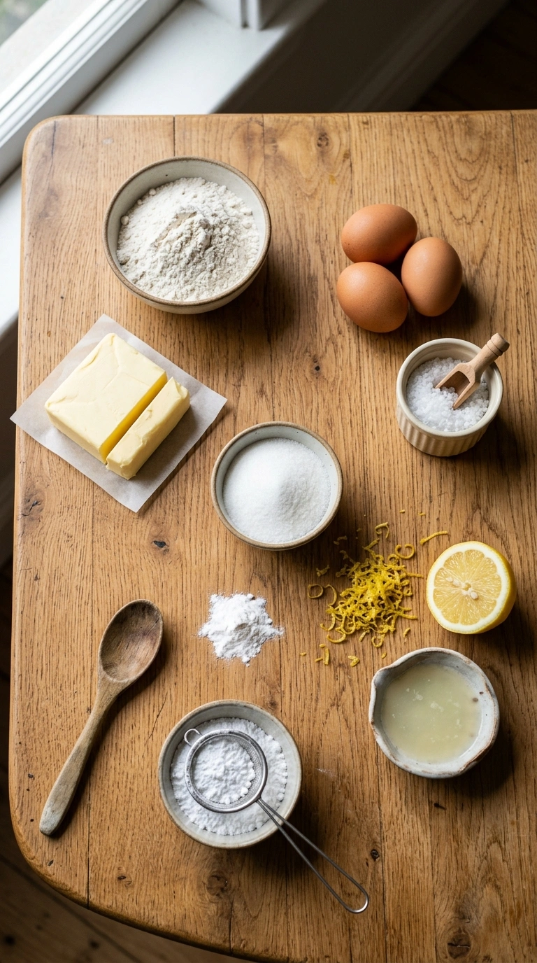 Ingredients for cozy lemon bars cookies