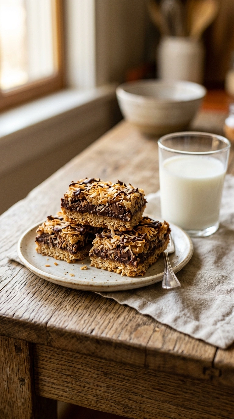 cozy magic cookie bars ready to serve