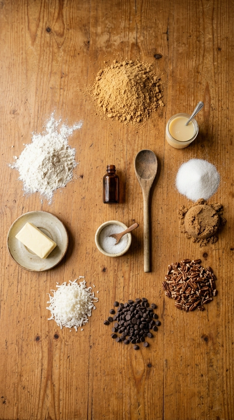 Ingredients for cozy magic cookie bars