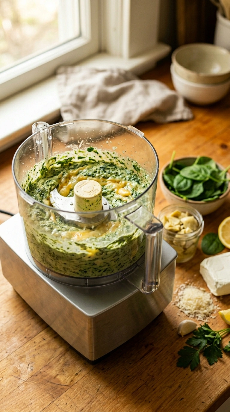 Cooking instructions for cozy spinach artichoke dip
