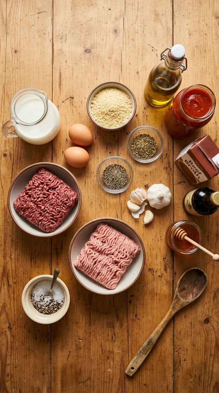 Ingredients for cozy meatballs appetizer