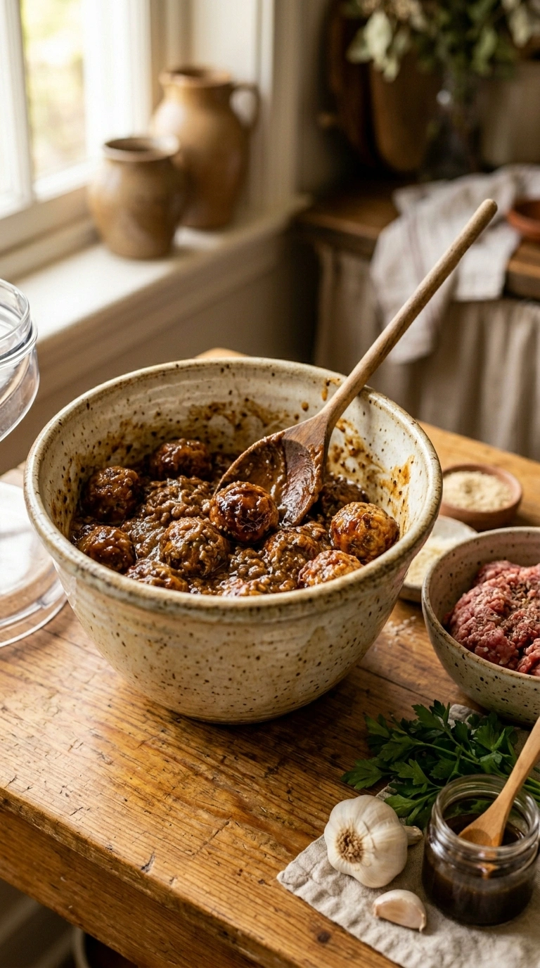 Cooking instructions for cozy meatballs appetizer
