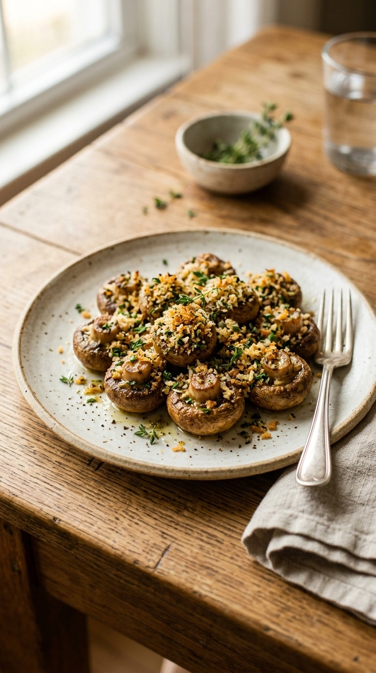cozy stuffed mushrooms ready to serve