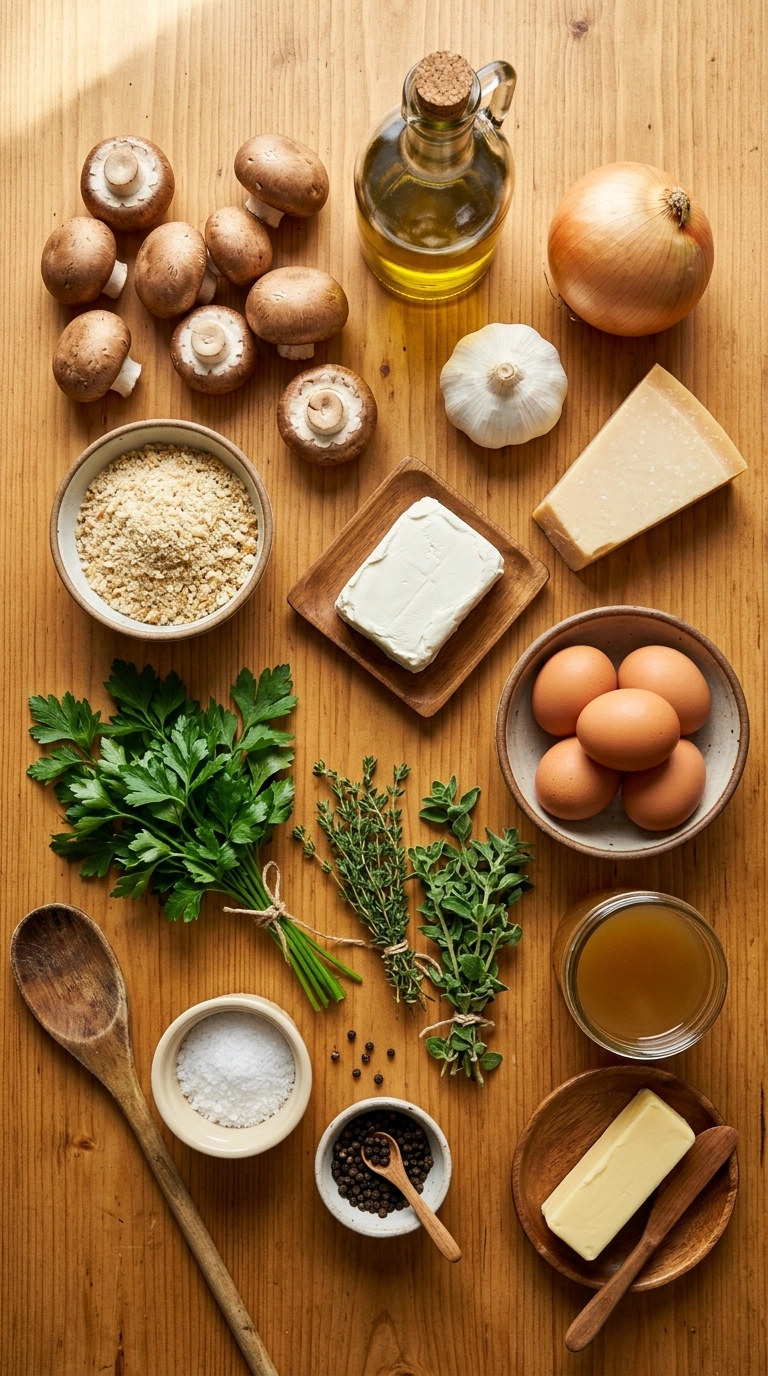 Ingredients for cozy stuffed mushrooms