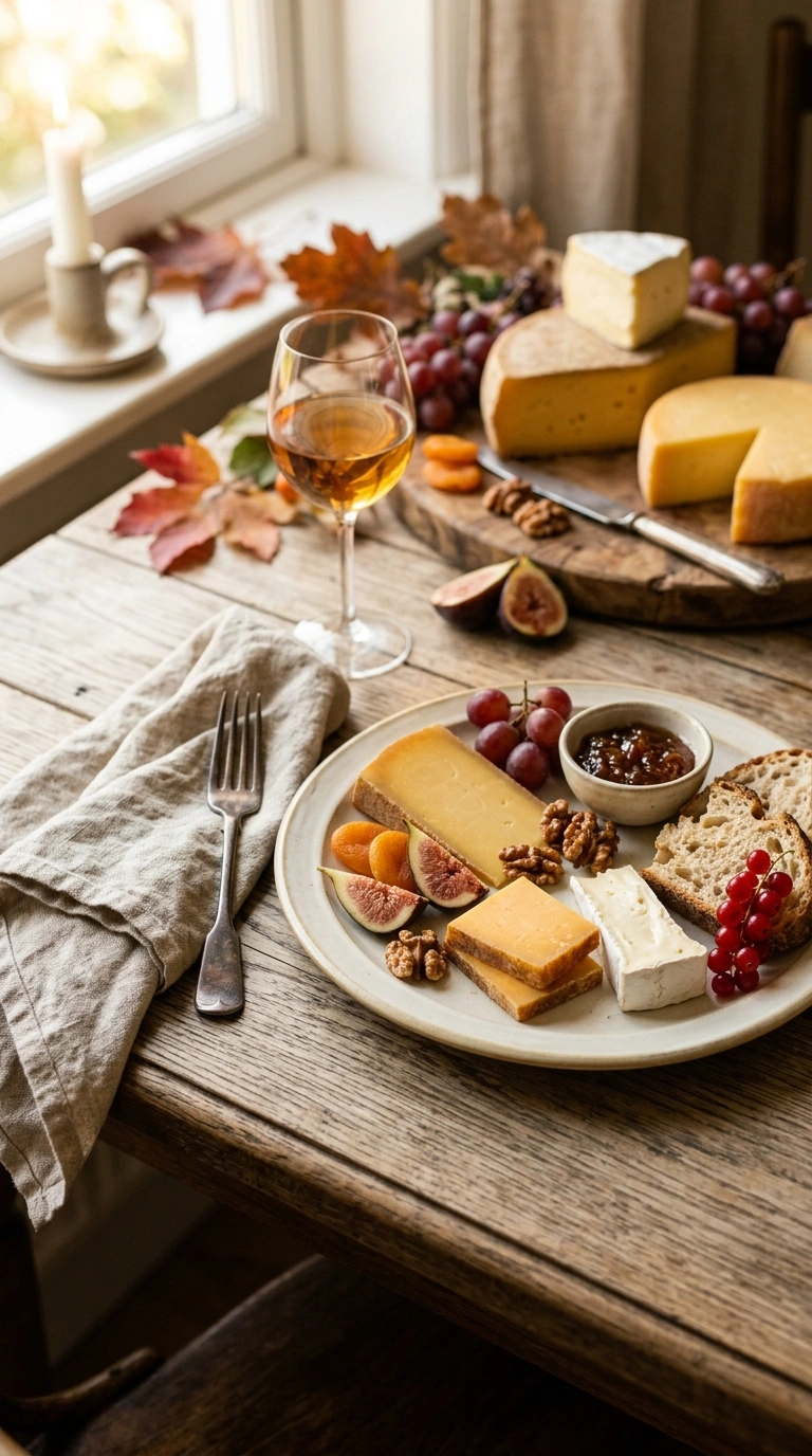 cozy cheese board ready to serve