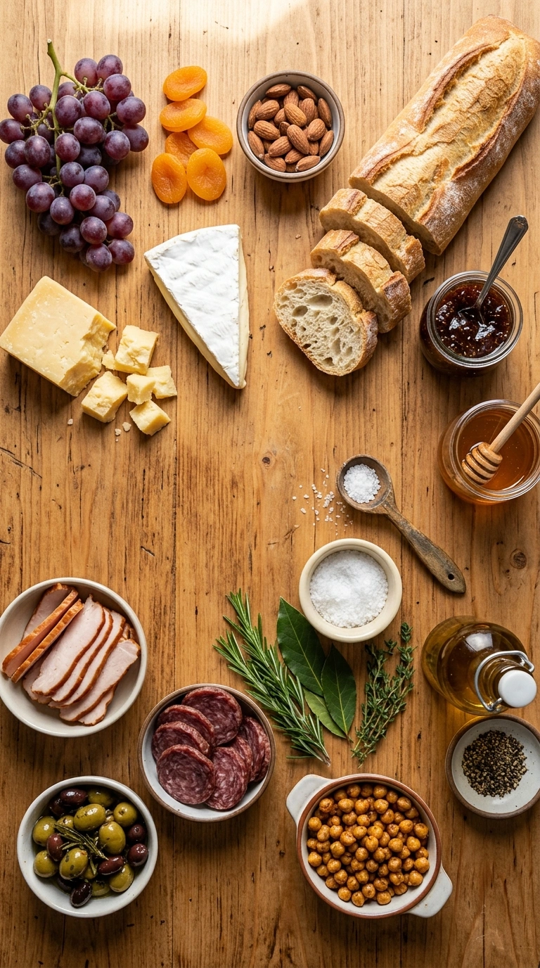 Ingredients for cozy charcuterie