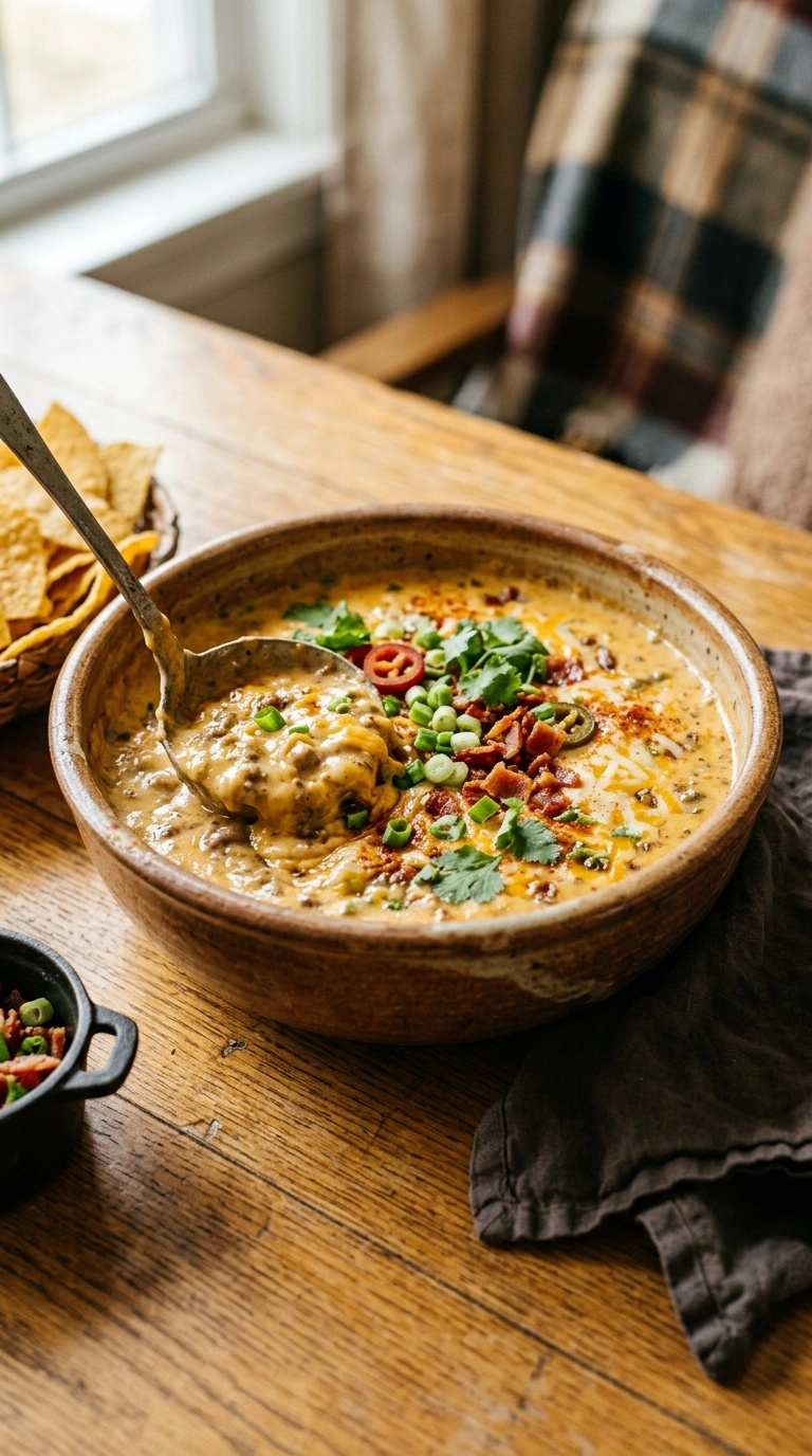 Heartwarming Chili Cheese Dip for a Comforting Game-Day Crowd