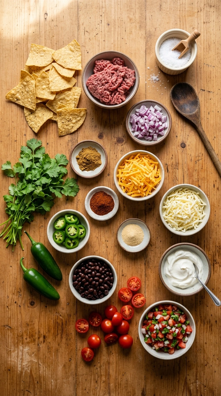Ingredients for cozy game day nachos
