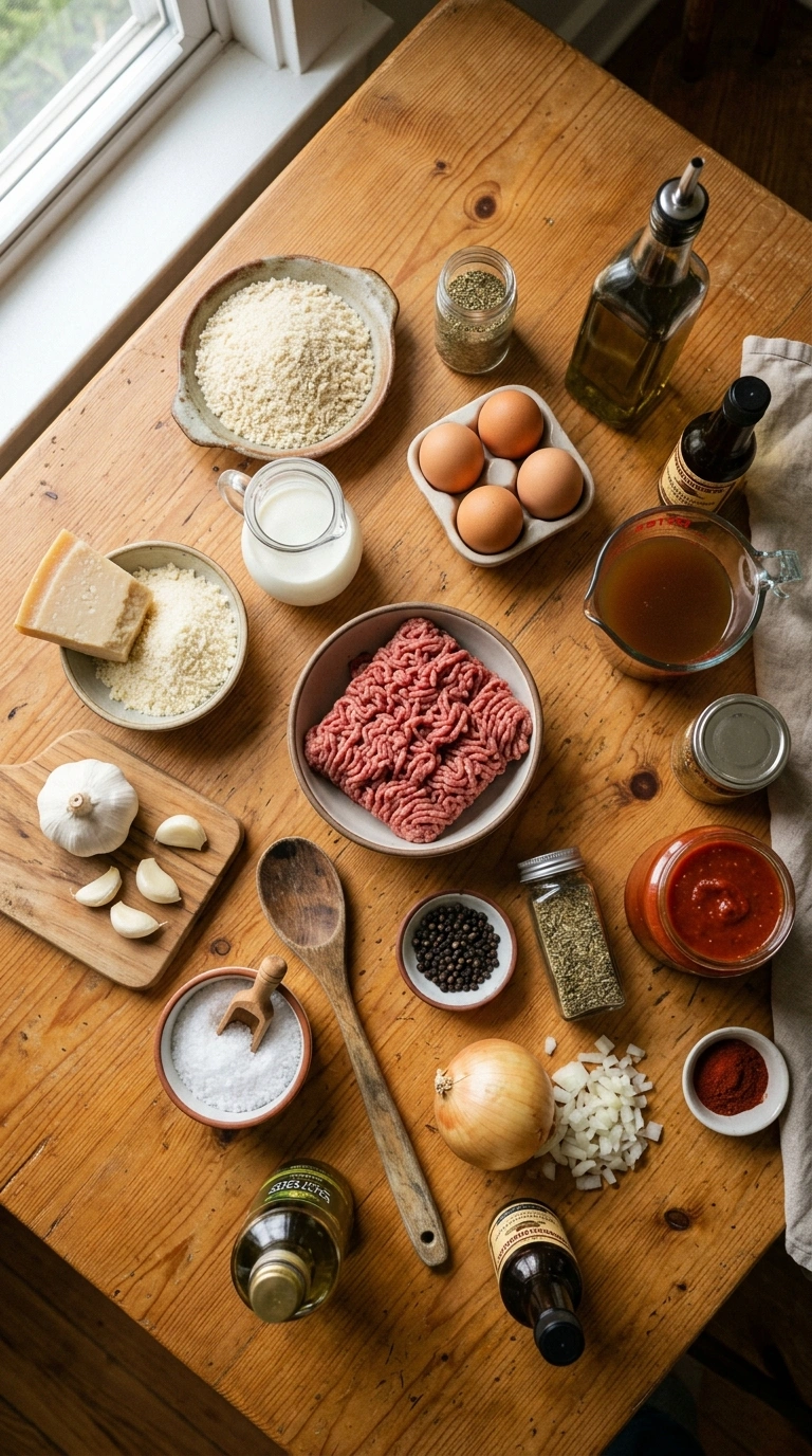 Ingredients for cozy game day tailgate meatballs