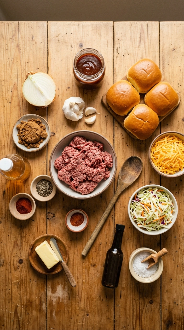 Ingredients for cozy game day sliders