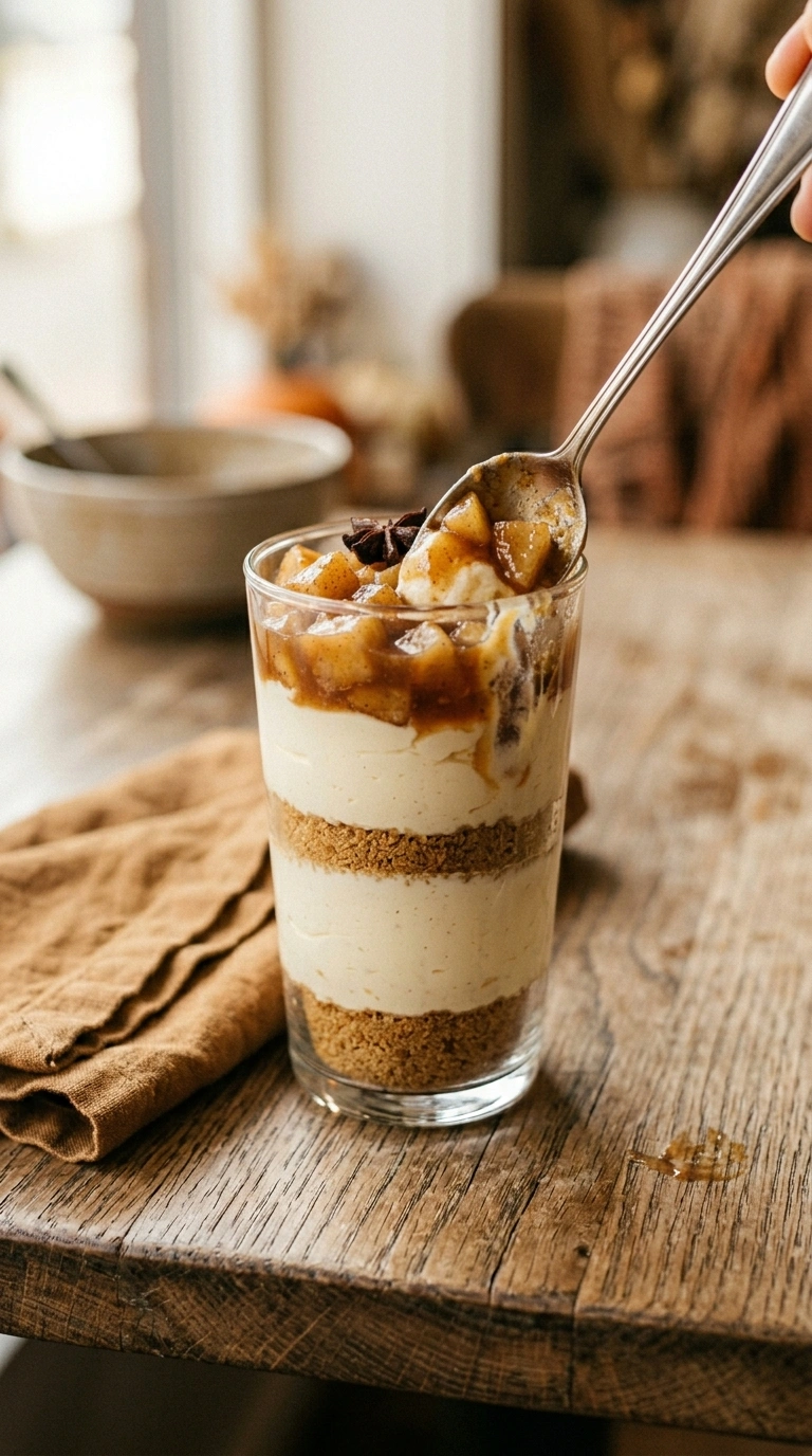 cozy no bake apple cinnamon cheesecake ready to serve