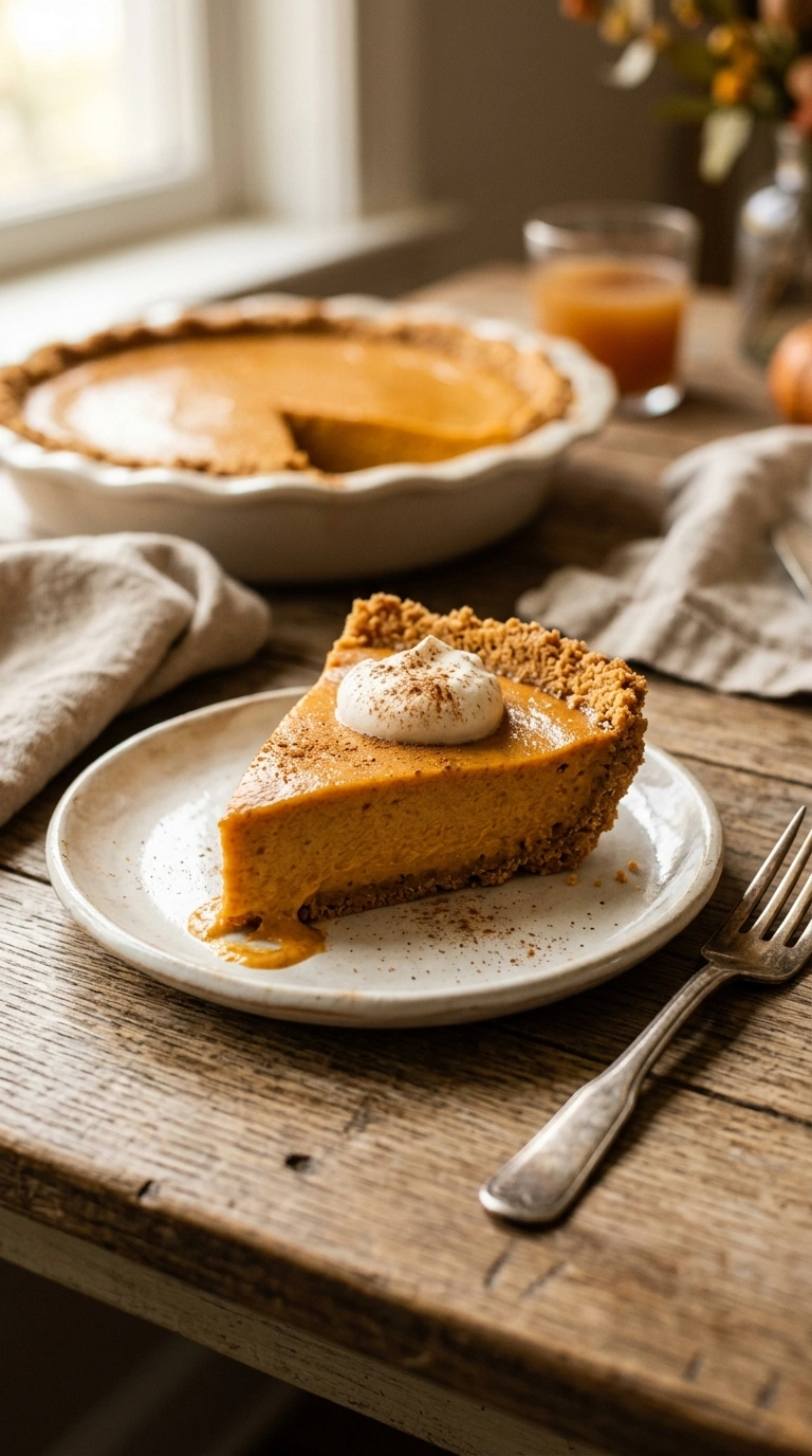 cozy no bake pumpkin pie ready to serve