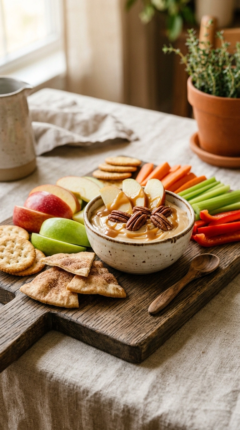 cozy no bake caramel apple dip ready to serve