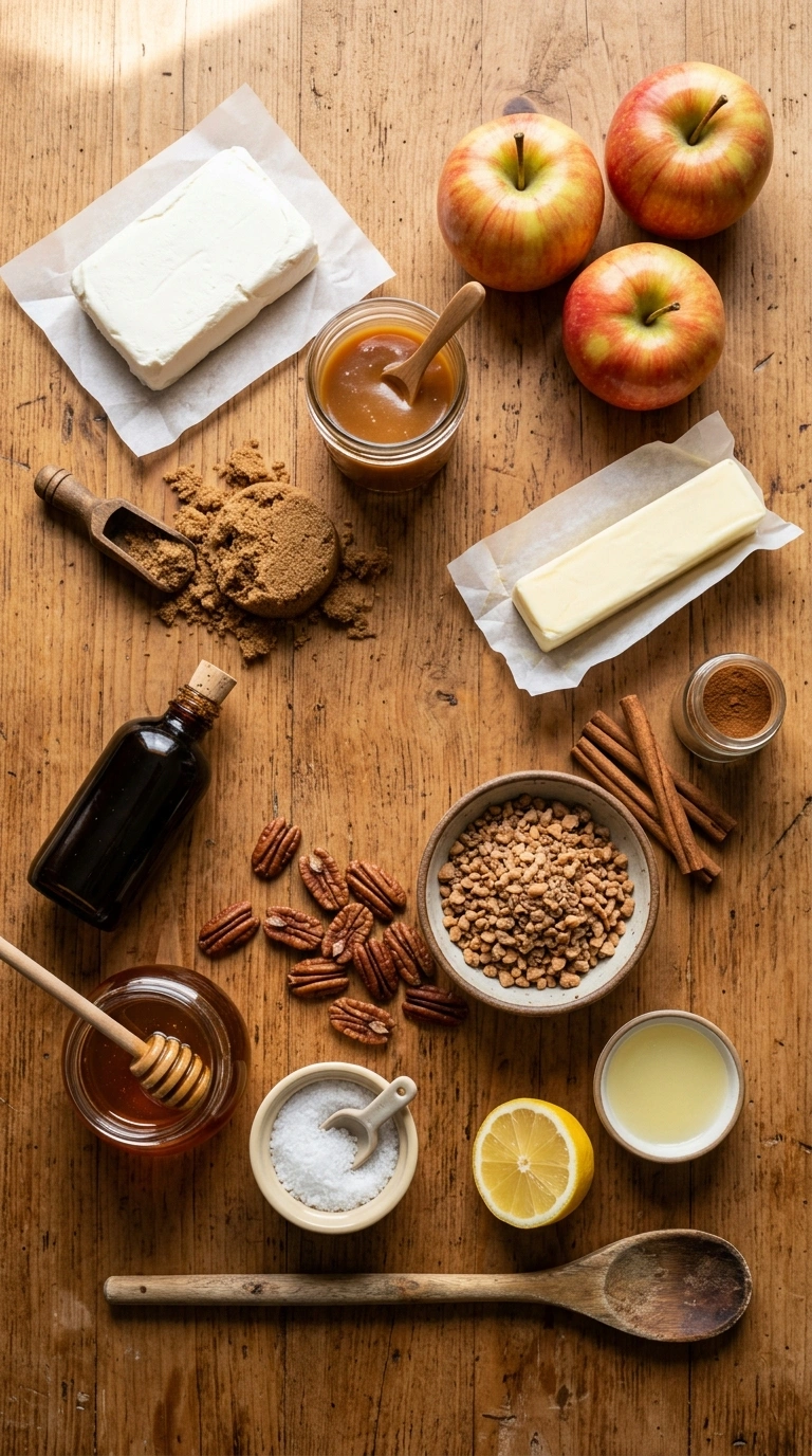 Ingredients for cozy no bake caramel apple dip