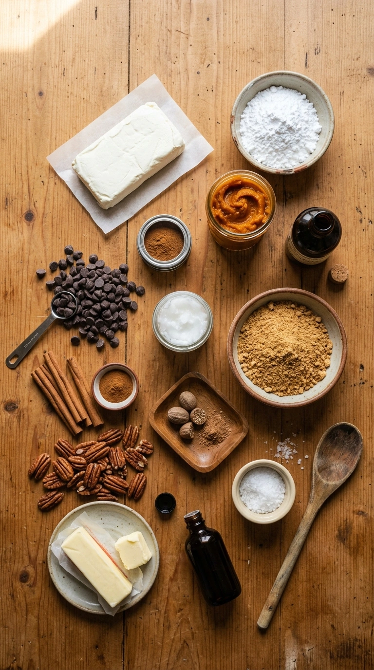 Ingredients for cozy no bake pumpkin spice truffles
