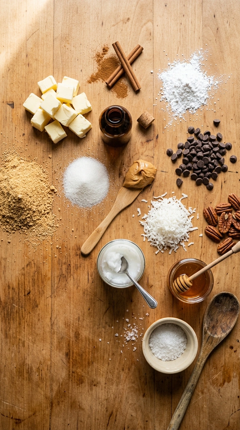 Ingredients for cozy no bake bars dessert