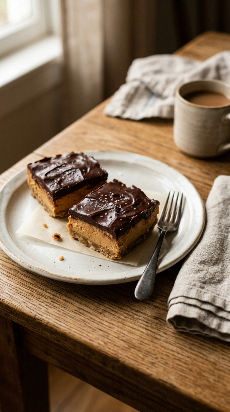 cozy no bake peanut butter bars ready to serve