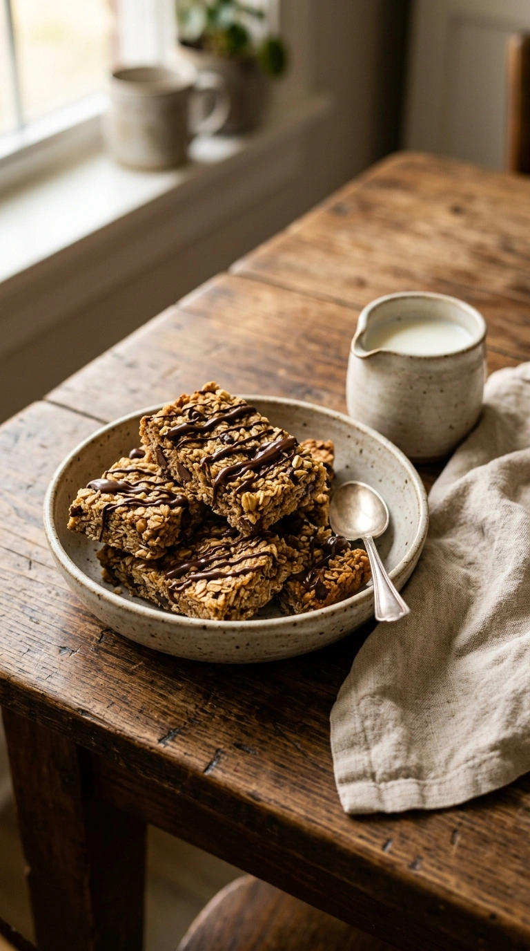 cozy no bake oatmeal bars ready to serve