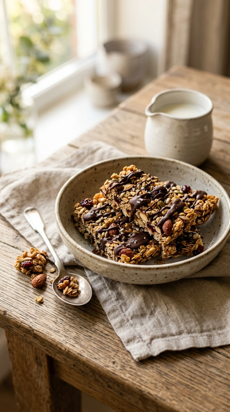 cozy no bake granola bars ready to serve