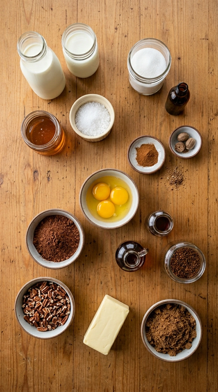 Ingredients for cozy ice cream dessert