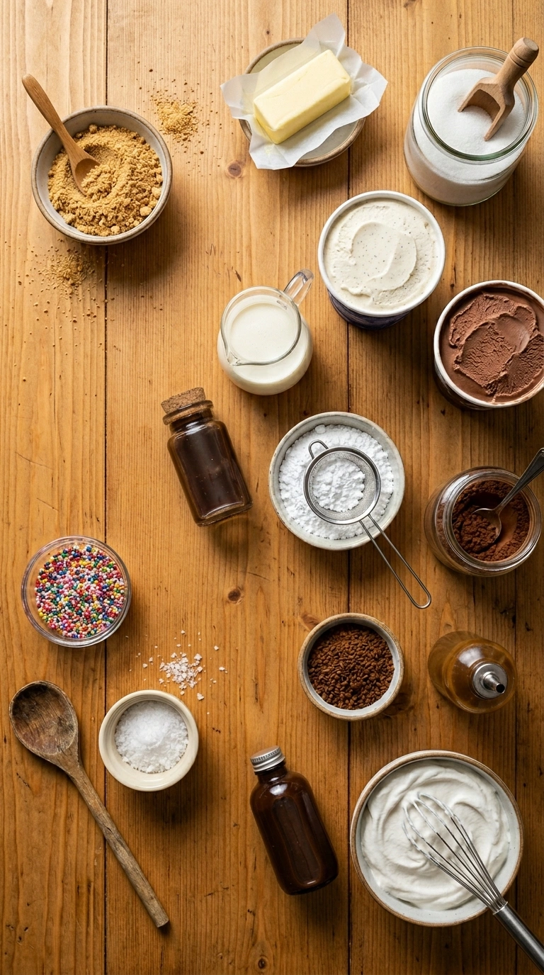 Ingredients for cozy ice cream cake