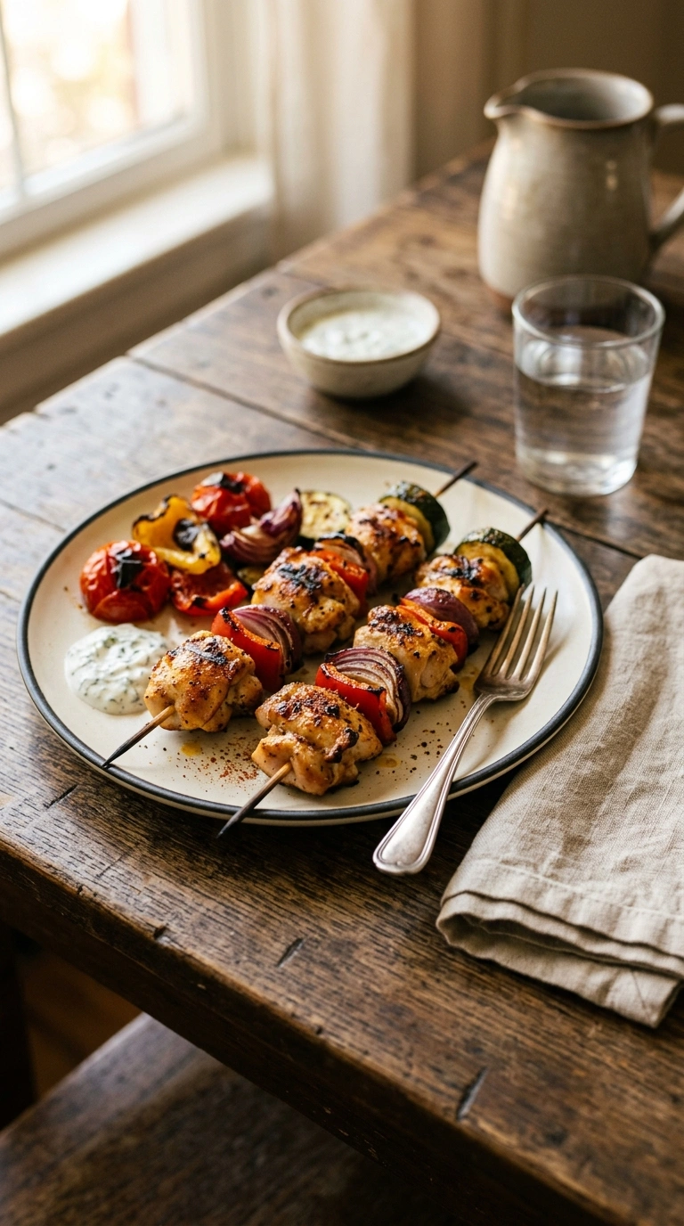 cozy labor day grilled chicken skewers ready to serve