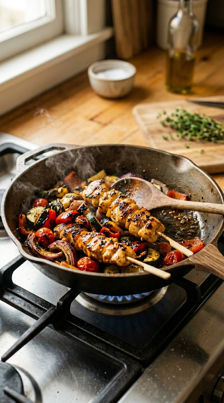 Cooking instructions for cozy labor day grilled chicken skewers
