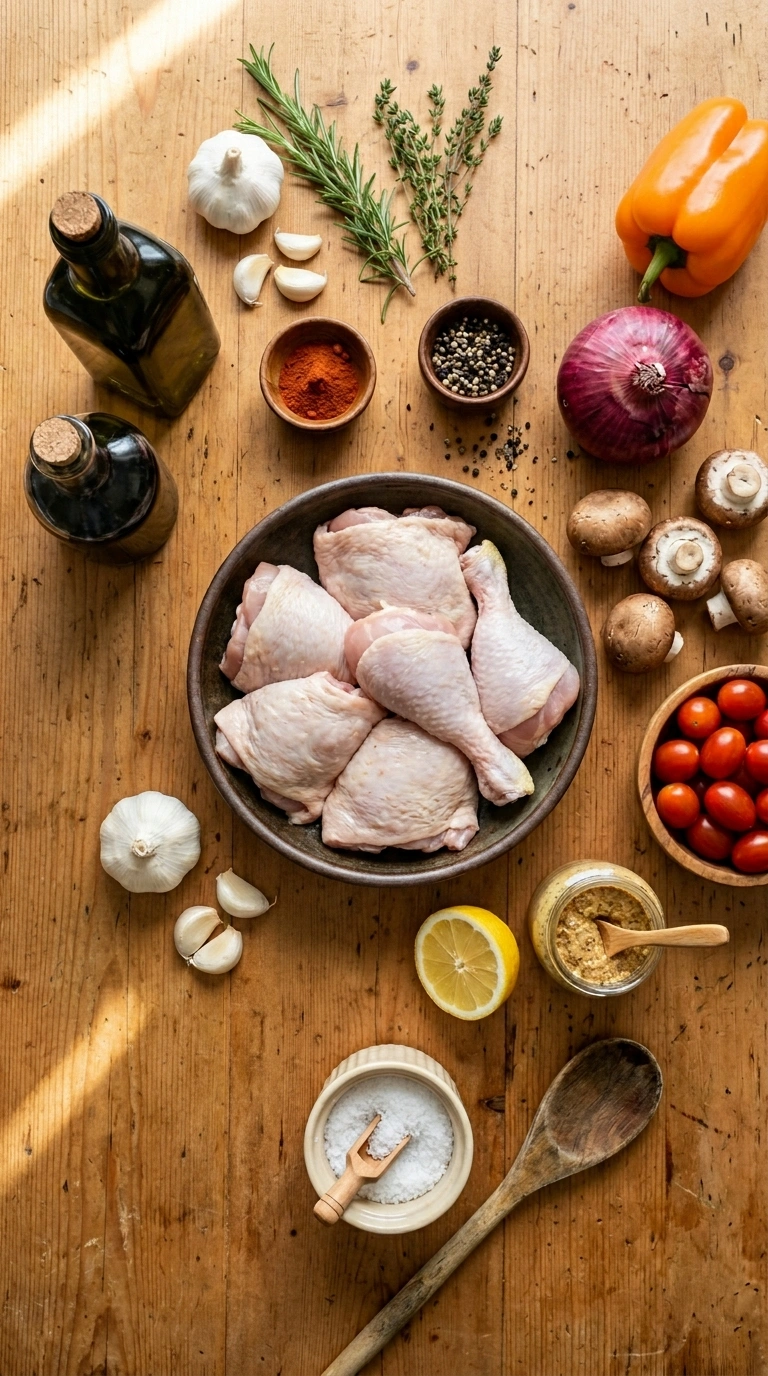 Ingredients for cozy labor day grilled chicken kebabs